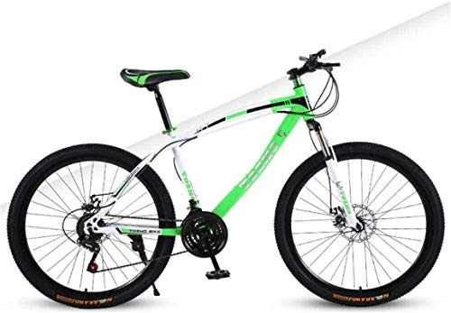 Mountain Bike : HCMNME Mountain Bikes, 26 inch mountain bike adult variable speed damping bicycle off-road dual disc brake spoke wheel bicycle Alloy frame with Disc Brakes (Color : White and green, Size : 24 speed)