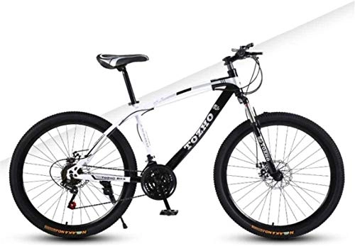 Mountain Bike : HCMNME Mountain Bikes, 26 inch mountain bike adult variable speed damping bicycle off-road dual disc brake spoke wheel bicycle Alloy frame with Disc Brakes (Color : White black, Size : 21 speed)