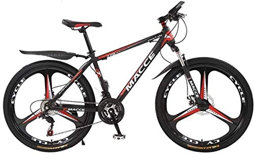 Mountain Bike : HCMNME Mountain Bikes, 26 inch mountain bike bicycle male and female adult variable speed three-wheeled shock-absorbing bicycle Alloy frame with Disc Brakes (Color : Black red, Size : 24 speed)