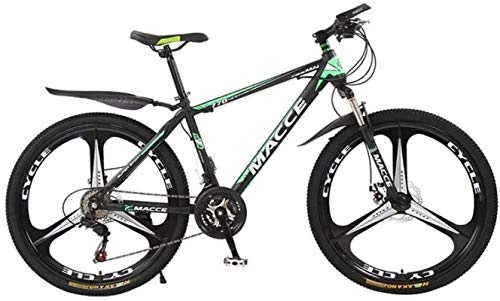 Mountain Bike : HCMNME Mountain Bikes, 26 inch mountain bike bicycle male and female adult variable speed three-wheeled shock-absorbing bicycle Alloy frame with Disc Brakes (Color : Dark green, Size : 27 speed)