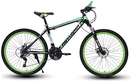 Mountain Bike : HCMNME Mountain Bikes, 26 inch mountain bike bicycle male and female lightweight dual disc brake variable speed bicycle spoke wheel Alloy frame with Disc Brakes (Color : Dark green, Size : 27 speed)