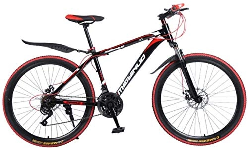 Mountain Bike : HCMNME Mountain Bikes, 26 inch mountain bike bicycle male and female variable speed city aluminum alloy bicycle spoke wheel Alloy frame with Disc Brakes (Color : Black red, Size : 27 speed)