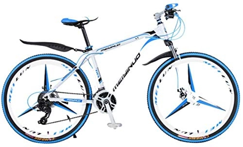 Mountain Bike : HCMNME Mountain Bikes, 26 inch mountain bike bicycle male and female variable speed city aluminum alloy bicycle tri-cutter Alloy frame with Disc Brakes (Color : White blue, Size : 24 speed)