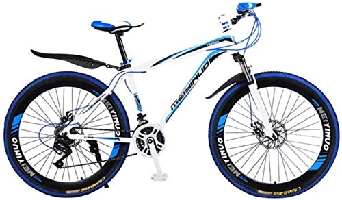 Mountain Bike : HCMNME Mountain Bikes, 26 inch mountain bike bicycle male and female variable speed urban aluminum alloy bicycle 40 cutter wheels Alloy frame with Disc Brakes (Color : White blue, Size : 27 speed)