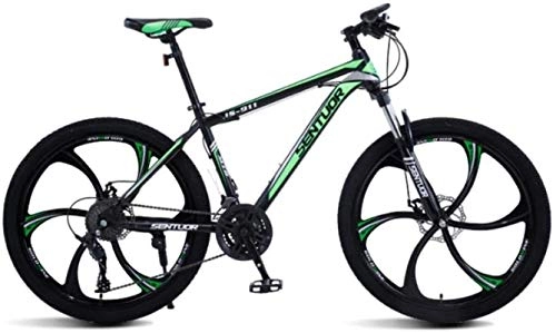 Mountain Bike : HCMNME Mountain Bikes, 26 inch mountain bike off-road variable speed racing light bicycle six cutter wheels Alloy frame with Disc Brakes (Color : Dark green, Size : 27 speed)