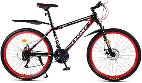 Mountain Bike : HCMNME Mountain Bikes, 26 inch mountain bike with variable speed spoke wheel for men and women Alloy frame with Disc Brakes (Color : Black red, Size : 21 speed)