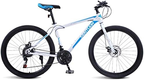 Mountain Bike : HCMNME Mountain Bikes, 26 inch spoke wheel for mountain bike off-road variable speed racing light bicycle Alloy frame with Disc Brakes (Color : White blue, Size : 21 speed)