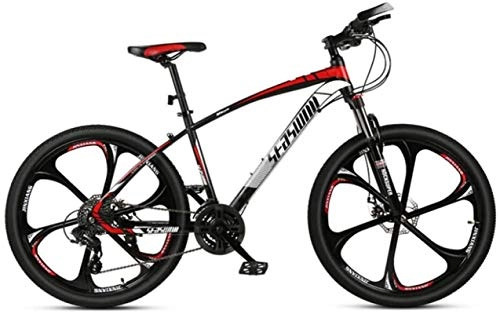 Mountain Bike : HCMNME Mountain Bikes, 27.5 inch mountain bike male and female adult ultralight racing light bicycle six-cutter wheel Alloy frame with Disc Brakes (Color : Black red, Size : 21 speed)