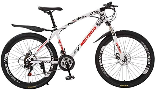 Mountain Bike : HCMNME Mountain Bikes, Mountain bike bicycle 26 inch disc brake adult bicycle 40 cutter wheels Alloy frame with Disc Brakes (Color : White, Size : 27 speed)