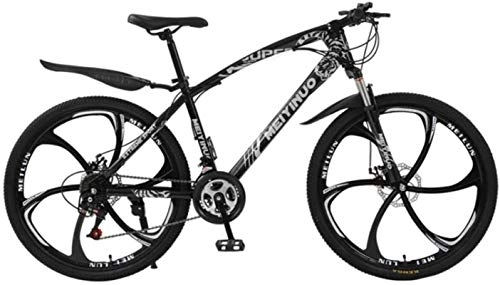 Mountain Bike : HCMNME Mountain Bikes, Mountain bike bicycle 26 inch disc brake adult bicycle six cutter wheels Alloy frame with Disc Brakes (Color : Black, Size : 21 speed)