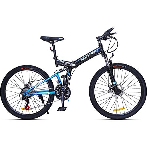 Mountain Bike : HECHEN Bicycle 24in26in-24 speed high carbon steel shock absorption - folding mountain bike mountain bike, Blue, 26inches