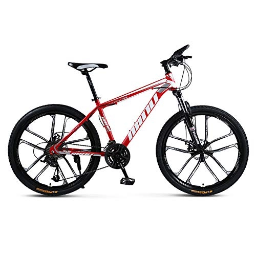 Mountain Bike : Hensdd Mountain Bike, 26 Inch Adult Bike, 30 Speed Full Suspension MTB Gears Dual Disc Brakes Mountain Bicycle, Red, 10 knife 30 speed