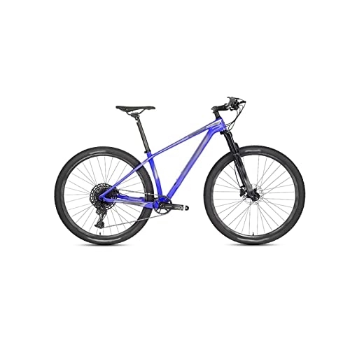 Mountain Bike : HESNDzxc Bicycles for Adults Bicycle Oil Disc Brake Off-Road Carbon Fiber Mountain Bike Frame Aluminum Wheel (Color : Blue, Size : Medium)