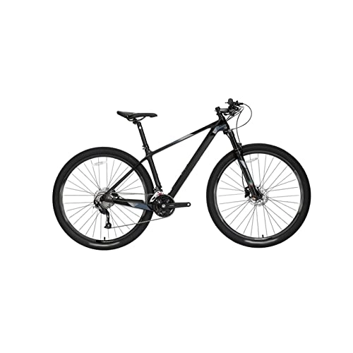 Mountain Bike : HESNDzxc Bicycles for Adults Carbon Fiber Mountain Bike 27 Speed Mountain Bike Pneumatic Shock Fork Hydraulic (Color : Black, Size : Large)