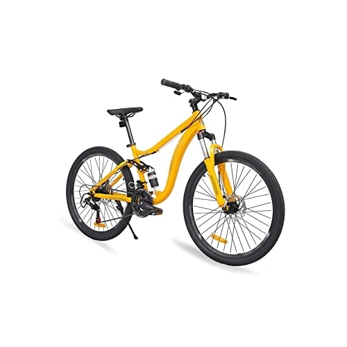 Mountain Bike : HESNDzxc Bicycles for Adults Men's Steel Mountain Bike with Derailleur, Yellow (Color : Yellow, Size : Medium)