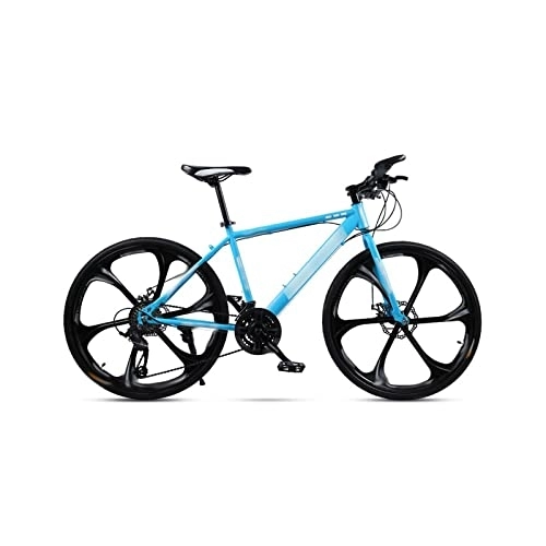 Mountain Bike : HESNDzxc Bicycles for Adults Mountain Bike Adult Men and Women Shock Absorber Single Wheel Speed Racing disc Brake Off-Road Students (Color : Blue)