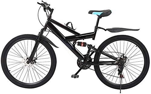 Mountain Bike : HFM Mountain Bikes Bicycle, 26in Carbon Steel Mountain Bike 21 Speed Bicycle Full Suspension MTB
