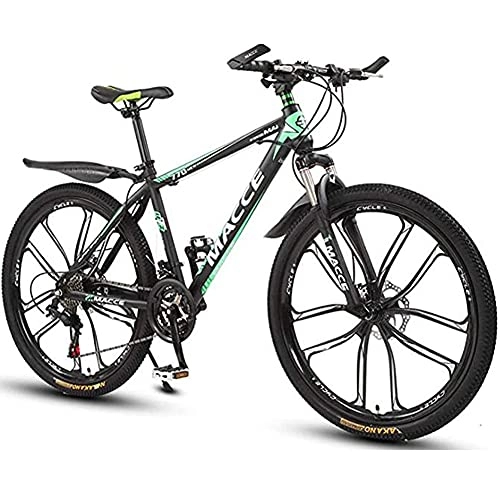 Mountain Bike : HHORB Mountain Bike Youth Adult Mens Womens Bicycle MTB Mountain Bike, 26 Inch Women / Men MTB Bicycles Lightweight Carbon Steel Frame 21 / 24 / 27 Speeds with Front Suspension Mountain Bike, Green, 21speed