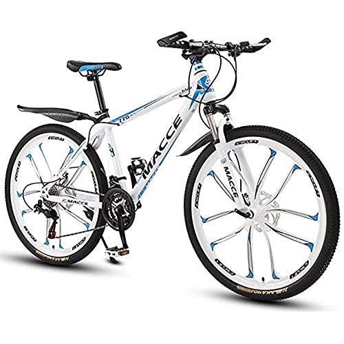 Mountain Bike : HHORB Mountain Bike Youth Adult Mens Womens Bicycle MTB Mountain Bike, 26 Inch Women / Men MTB Bicycles Lightweight Carbon Steel Frame 21 / 24 / 27 Speeds with Front Suspension Mountain Bike, White, 24speed