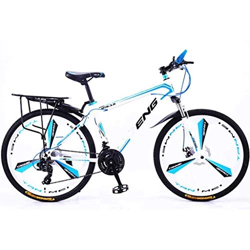 Mountain Bike : High-carbon Steel Hardtail Mountain Bike, 24 / 26 Inch Double Disc Brake, 21 / 24 / 27 / 30-Speed Mountain Bike Bicycle Adult Student Cycling Road Bikes MTB Bicycle with 3 Cutter Wheel