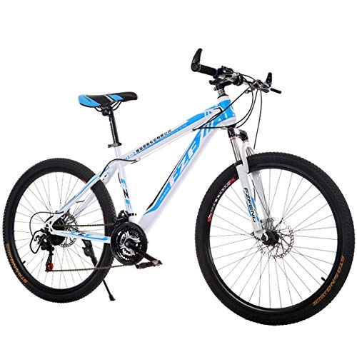 Mountain Bike : High Carbon Steel Hardtail Mountain Bike for Men Women, Shimano 24 Speed Disc Brakes Bicycle, Front Suspension Fork, Adjustable Seat And Spoke Wheel