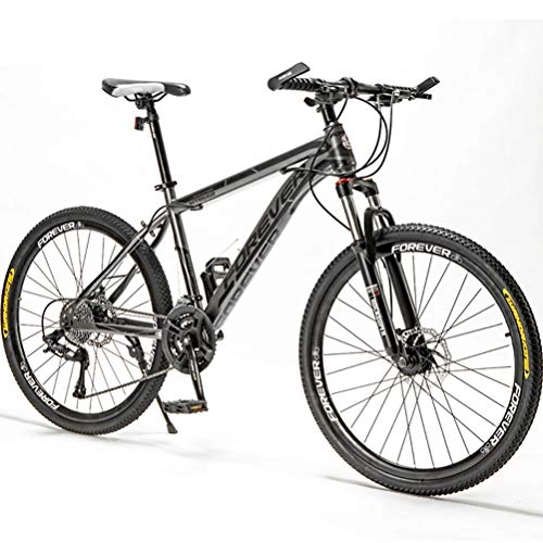 Mountain Bike : High-Carbon Steel Mountain Bike 24 / 26 / 27.5 Inch 21 / 24 / 24 / 30 Speed Adult Speed Bicycle Student Outdoors Bikes, Adjustable Seat, Dual Disc Brake Hardtail Bike, gray, 26 Inch 27 Speed