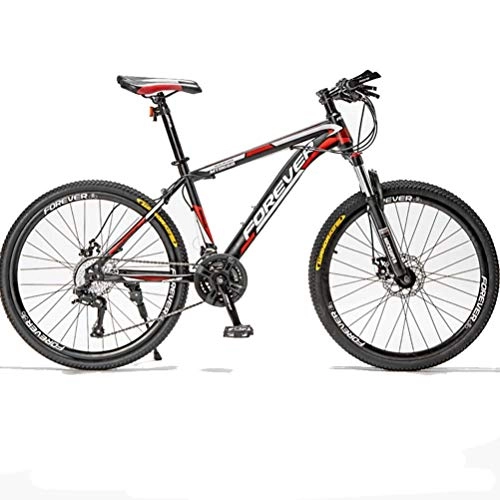Mountain Bike : High-Carbon Steel Mountain Bike 24 / 26 / 27.5 Inch 21 / 24 / 24 / 30 Speed Adult Speed Bicycle Student Outdoors Bikes, Adjustable Seat, Dual Disc Brake Hardtail Bike, red, 26 Inch 27 Speed