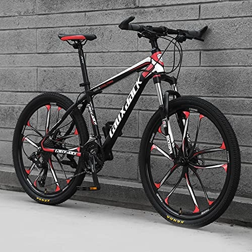 Mountain Bike : High Carbon Steel Mountain Bike 26 Inches 21 / 24 / 27 / 30 Speed Suspension Fork Anti-Slip Bicycle, Derailleur System Mechanical Disc Brakes, for Men And Women, Multiple Colors, B, 21 speed
