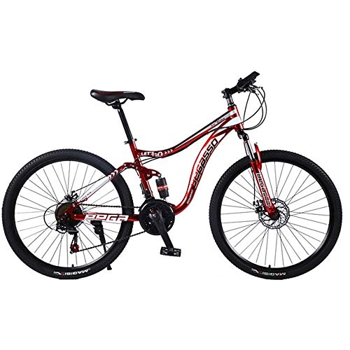Mountain Bike : hj Mountain Bike Bicycle, 24 Speed Shock-Absorbing Variable Speed Mountain Cycle Spoke Wheel Carbon Steel Men And Women Bike Urban Outdoor Mountain Bike(26 / 24 Inch), Red, 24inch