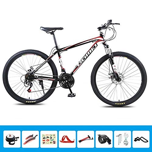 Mountain Bike : HLMIN 21 24 27 30Speed Mountain Bike 26 Inches Dual Disc Brake Bicycle MTB (Color : Black, Size : 21speed)