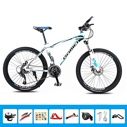 Mountain Bike : HLMIN Mountain Bike 21 24 27 30Speed 26 Inches Variable Speed Shock Absorption Dual Disc Brake Bicycle (Color : Blue, Size : 27speed)