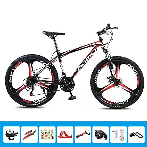 Mountain Bike : HLMIN Mountain Bike, 3-Spoke Wheels 3 Speed Variable 26'' Bicycle Dual Disc Brake Bicycle (Color : Black, Size : 27speed)