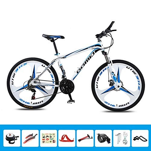 Mountain Bike : HLMIN Mountain Bike, 3-Spoke Wheels 3 Speed Variable 26'' Shock Absorption Dual Disc Brake Bicycle (Color : Blue, Size : 21speed)