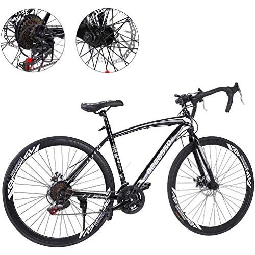 Mountain Bike : Hmcozy 26" Mountain Bike Aluminum Full Suspension Road Bikes Dual Disc Brake, 21 Speed Bicycle, Lightweight and Durable for Men Women Bike 700c, Black