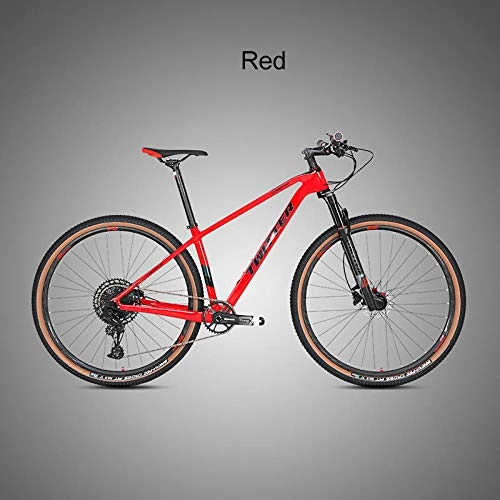 Mountain Bike : HNHM 27.5 / 29 inch carbon fiber mountain bike 1 * 12 speed dual disc brake MTB bike-Red_27.5-17(165-180cm)_12