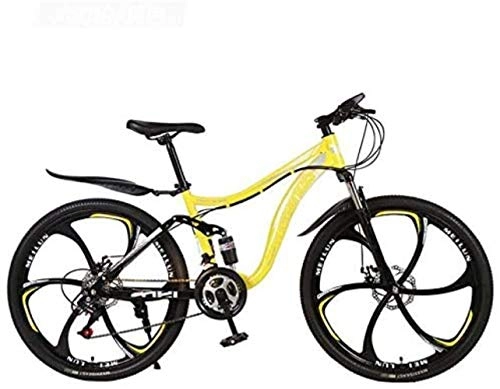 Mountain Bike : HongLianRiven BMX 26 Inch Mountain Bike Bicycle High-Carbon Steel Frame MTB Bikes Full Suspension Aluminum Alloy Wheels Double Disc Brake 5-29 (Color : D, Size : 27 speed)