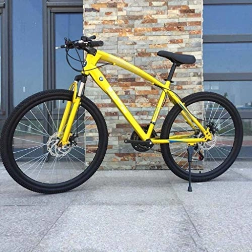 Mountain Bike : HongLianRiven BMX 26 Inch Mountain Bikes, High-Carbon Steel Hard Tail Mountain Bicycle, Lightweight Bicycle With Adjustable Seat, Double Disc Brake 7-2 (Color : Gold)