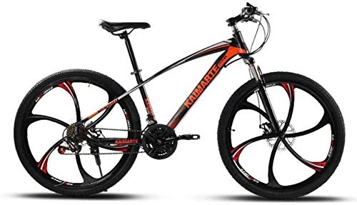 Mountain Bike : HongLianRiven BMX Adult Variable Speed Mountain Bike, Double Disc Brake Bikes, Beach Snowmobile Bicycle, Upgrade High-Carbon Steel Frame, 26 Inch Wheels 5-27 (Color : Orange, Size : 21 speed)