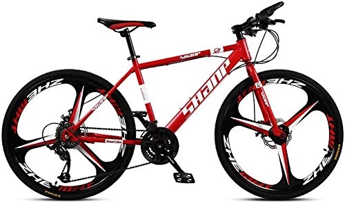 Mountain Bike : HongTeng 24 Inch Mountain Bikes, Dual Disc Brake Hardtail Mountain Bike, Mens Women High-carbon Steel All Terrain Alpine Bicycle (Color : 21 Speed, Size : Red 3 Spoke)