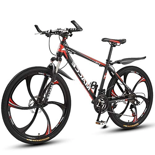 Mountain Bike : Horizoncn Adult Hardtail Mountain Bikes 26-Inch High Carbon Steel Variable Speed Shock Absorption MTB Dual Disc Brakes Men and Women Bicycle, red-24 speed