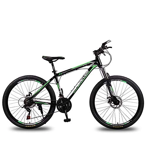 Mountain Bike : Huaatiear Adult Mountain Bikes Aluminum Alloy 26 Inch Mountain Bike with Suspension Double Disc Brake, 21 Speeds, Green