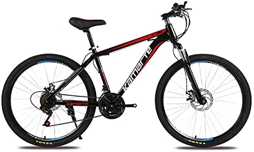 Mountain Bike : HUAQINEI Mountain Bikes, 24 inch mountain bike adult male and female variable speed bicycle spoke wheel Alloy frame with Disc Brakes (Color : Black red, Size : 21 speed)