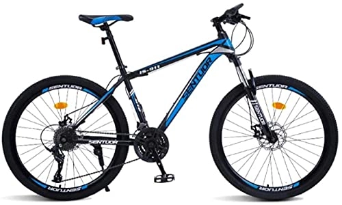 Mountain Bike : HUAQINEI Mountain Bikes, 24 inch mountain bike cross-country variable speed racing light bicycle 40 wheels Alloy frame with Disc Brakes (Color : Black blue, Size : 21 speed)