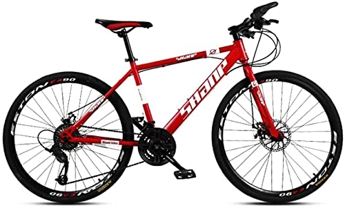Mountain Bike : HUAQINEI Mountain Bikes, 24 inch mountain bike male and female adult super light variable speed bicycle spoke wheel Alloy frame with Disc Brakes (Color : Red, Size : 30 speed)