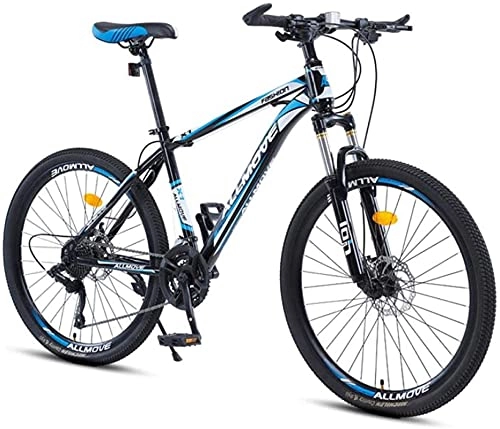 Mountain Bike : HUAQINEI Mountain Bikes, 24 inch mountain bike male and female adult variable speed racing ultra light bicycle 40 wheels Alloy frame with Disc Brakes (Color : Black blue, Size : 21 speed)