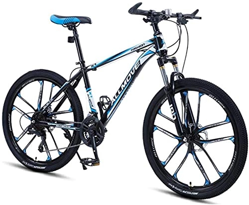 Mountain Bike : HUAQINEI Mountain Bikes, 24 inch mountain bike male and female adult variable speed racing ultra-light bicycle ten wheels Alloy frame with Disc Brakes (Color : Black blue, Size : 30 speed)