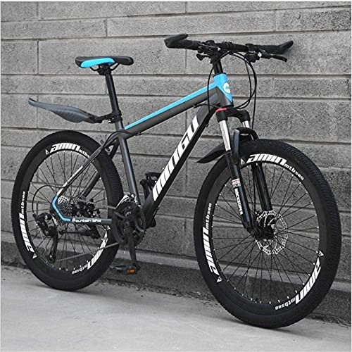 Mountain Bike : HUAQINEI Mountain Bikes, 24 inch mountain bike variable speed cross-country shock-absorbing bicycle light road racing 40 wheels Alloy frame with Disc Brakes (Color : Black blue, Size : 27 speed)