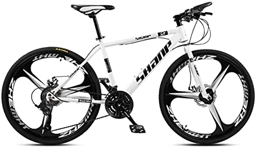 Mountain Bike : HUAQINEI Mountain Bikes, 26 inch mountain bike male and female adult super light variable speed bicycle tri- Alloy frame with Disc Brakes (Color : White, Size : 27 speed)
