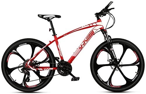 Mountain Bike : HUAQINEI Mountain Bikes, 26 inch mountain bike male and female adult ultralight racing light bicycle six- wheel Alloy frame with Disc Brakes (Color : Red, Size : 27 speed)