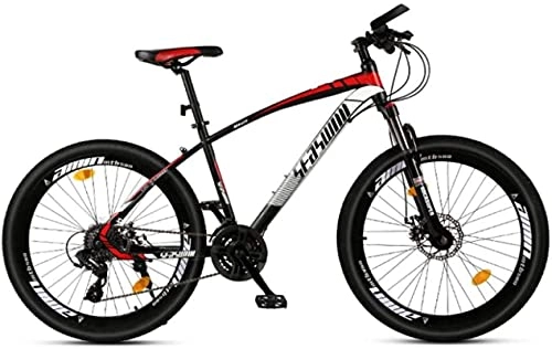 Mountain Bike : HUAQINEI Mountain Bikes, 26 inch mountain bike male and female adult ultralight racing light bicycle spoke wheel Alloy frame with Disc Brakes (Color : Black red, Size : 27 speed)